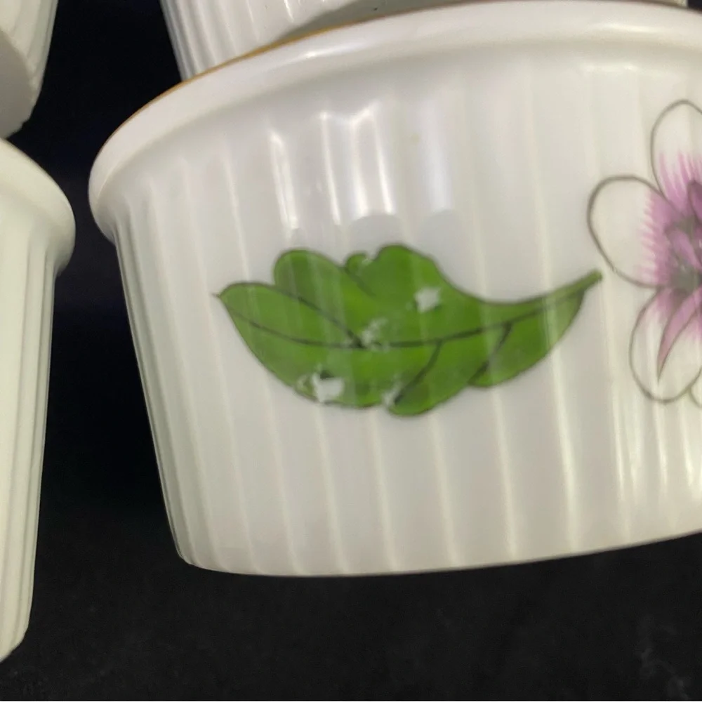 Set of 4 Ramekins Royal Worcester China Astley Gold England Oven To Table Floral